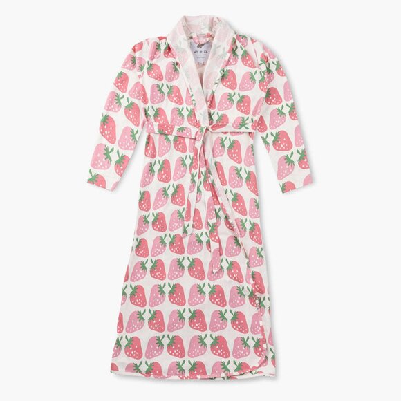 Printed Organic Lounge Robe - Strawberry Jam - Picture 1 of 1